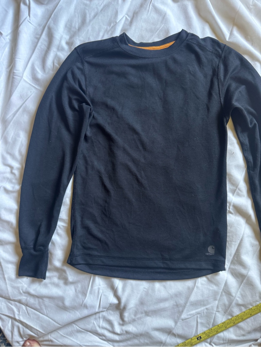 Carhartt Black Long Sleeve Crew with Orange Neck Detail